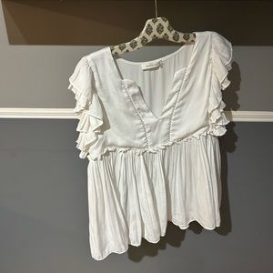 White Ruffle Blouse